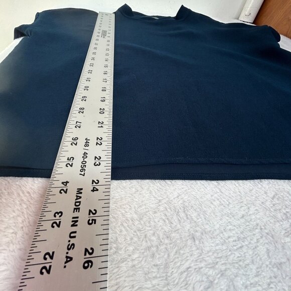 Beau Jours Womens Navy Blue Textured Long Sleeve Pullover Top Large Lightweight - Picture 7 of 7